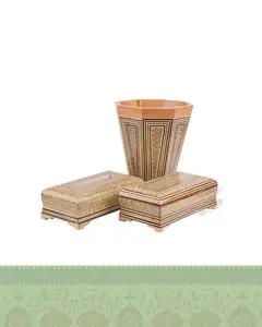 ست سطل و جادستمالی و جاکاردی خاتم کاری
