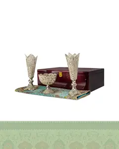 ست گلدان و آجیل خوری ملیله کاری