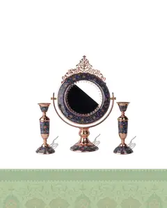 آینه و شمعدان میناکاری پرداز طرح گرد