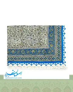 رومیزی قلمکار گل و بوته آبی 200×135 سانتیمتری