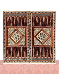 تخته نرد خاتم کاری و شطرنج شیراز طرح پرکار