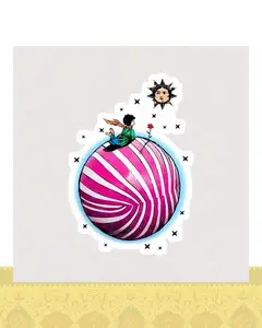 استیکر توپ پلاستیکی و خاطرات بچگی - استیکر پارچه ای / 11 سانتی متر