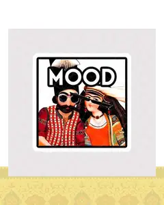 استیکر زن و مرد ایرانی طرح MOOD - استیکر پارچه ای / 11 سانتی متر
