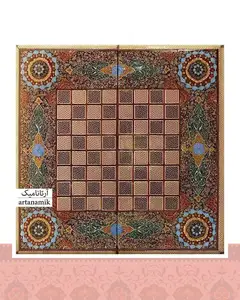 شطرنج و تخته نرد خاتم کاری طرح فرش