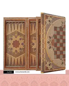 تخته نرد خاتم کاری شده رو گرد گره چینی - بدون کیف