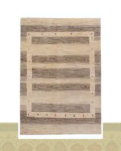گبه دستباف قشقایی کرم طوسی چهار متری اعلا کد 2432 (237 در 165)