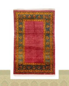 گبه دستباف قشقایی پرده ای چهار متری صورتی کد 2586 (250 در 167)