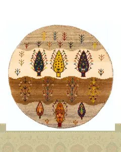 گبه دستباف قشقایی گرد کد 2415 (60 در 60)