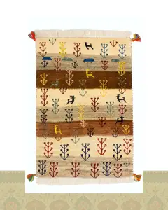 گبه دستباف قشقایی راه راه اعلا پادری کد 2425 (91 در 62)