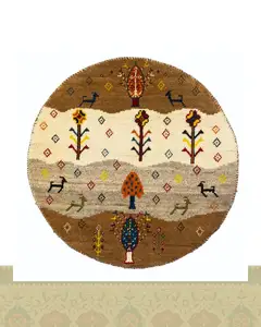گبه دستباف قشقایی گرد کد 2413 (60 در 60)