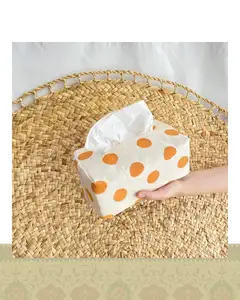 جای دستمال کاغذی طرح خال خالی - زعفرانی