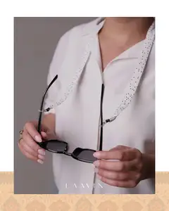 بند عینک نواری پارچه ای ( سفید) – کد 8002