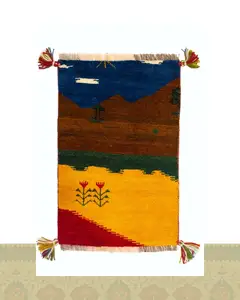 گبه دستباف قشقایی طرح منظره کد 2395 (62 در 40)