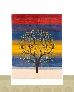 گبه دستباف قشقایی درخت زندگی سه متری کد 2592 (190 در 150)