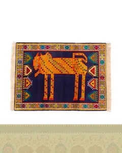 گبه دستباف قشقایی شیر سنگی سرمه ای کد 2595 (149 در 111)