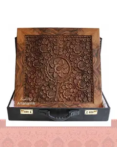 تخته نرد منبت کاری قاب ریشه طرح گلستان - بدون کیف