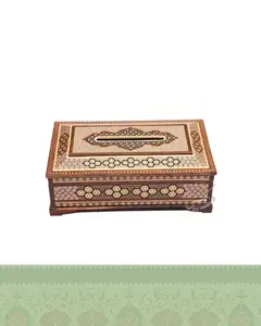 جعبه دستمال کاغذی خاتم کاری چهارگل