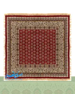 سفره قلمکار صادراتی زمینه زرشکی ابعاد 120×120 سانتیمتر