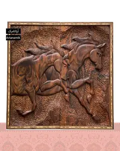 تخته نرد منبت کاری شده طرح دو اسب - بدون کیف