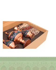 ست گلدان شکلاتخوری مس و پرداز با ترمه