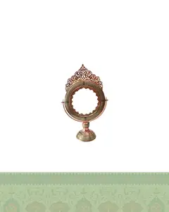 آینه گرد تاج دار بزرگ خاتم کاری