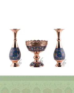 سرویس جهیزیه گلدان و آجیل خوری مسی و پرداز