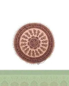 سفره قلمکار گرد طرح شقایق - 100 سانتی متر