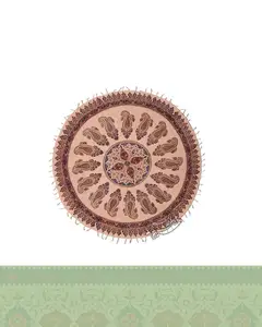 رومیزی قلمکار گرد طرح مهتاب - 100 سانتی متر