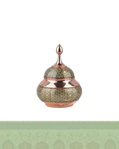 قندان مس و خاتم کاری - کوچک سایز 14