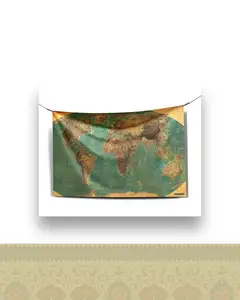 بک دراپ پارچه ای طرح نقشه سبز کد ۰۰۷ - 200X140