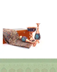 ست گلدان و سنگاب مس و پرداز