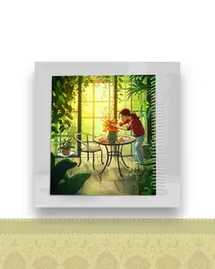 آلبوم عکس سلفونی ۱۰*۱۵ طرح دختر در گلخانه کد ۰۰۶ - آلبوم 10*15 بدون کاغذ