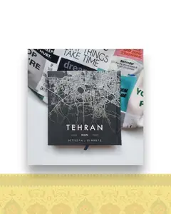 دفتر خشتی متوسط دوختی خط دار طرح نقشه تهران مشکی کد ۱۴۶