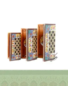 تخته نرد و شطرنج خاتم کاری طرح چوگان