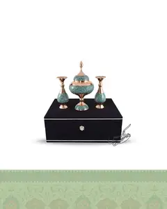 ست فیروزه شکلات خوری بزرگ و گلدان20