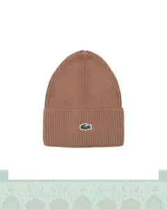 کلاه بافت آكرليك لبه برگرد گلدوزي Lacoste - خاکی