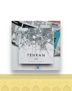 دفتر خشتی متوسط دوختی خط دار طرح نقشه تهران سفید کد ۰۵۸