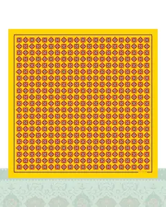 دستمال سر و گردن طرح درفش کاویانی زمینه زرد - 50x50 سانتیمترمربع