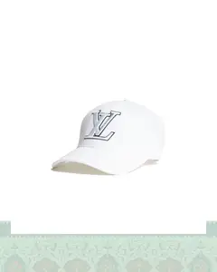 کلاه بیسبالی کتان گلدوزی لوگو LV - سفید