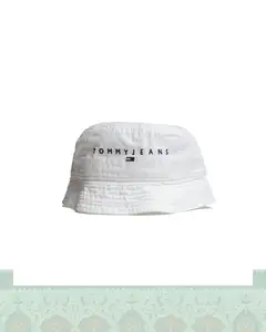 کلاه کتان باکت گلدوزی فونت TOMMY - سفید