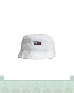 کلاه کتان باکت گلدوزی TOMMY - سفید