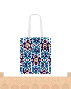 ساک پارچه‌ای طرح نقوش سنتی آبی سرمه‌ای