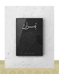 تابلو دکوراتیو مینیمال نقشه تهران - فلزی / ۴۰*۳۰ سانتیمتر / مشکی