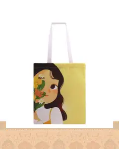 ساک پارچه‌ای طرح دختر و گل