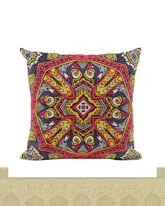 کاور کوسن طرح نقوش سنتی دودی قرمز زرد کد c127