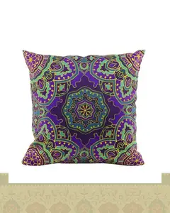 کاور کوسن طرح نقوش سنتی آبی سبز کد c129