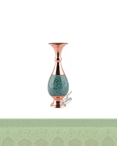 گلدان صراحی فیروزه کوبی مسی 25 سانتی