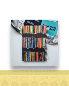 دفتر پالتویی سیمی طرح قفسه کتاب کد ۰۵۳ - طراحی 60 برگ