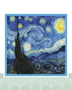 دستمال سر و گردن طرح نقاشی شب پرستاره اثر وینسنت ون گوگ - 50x50 سانتیمترمربع