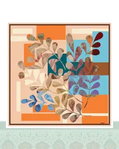 دستمال سر و گردن طرح گل زمینه کِرِم - 50x50 سانتیمترمربع
